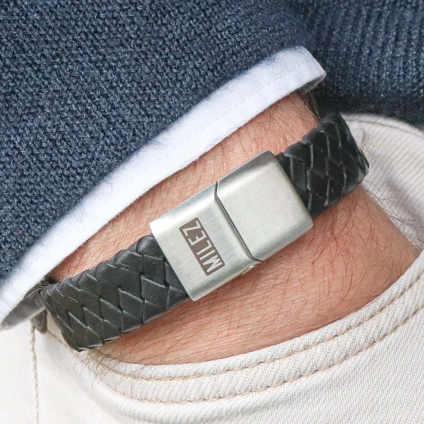 Leren heren armband zwart S - Afbeelding 3