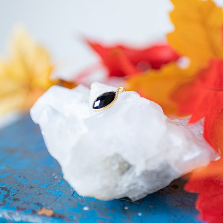 Edelsteen Hanger Zwarte Onyx 925 Zilver & Verguld (12 mm) - Afbeelding 3