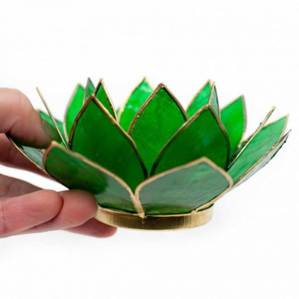 Lotus Sfeerlicht Groen 4e Chakra Goudrand - Afbeelding 4