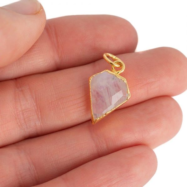 Edelsteen Hanger Regenboog Maansteen Diamantvorm | Verguld | 15 x 12 mm - Afbeelding 2