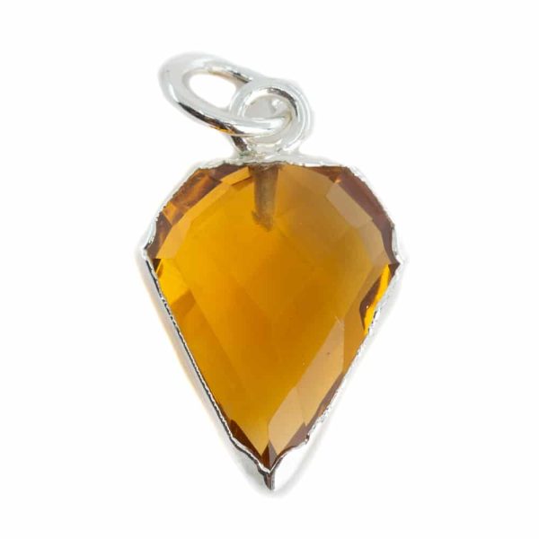 Edelsteen Hanger Citrien Diamantvorm | Verzilverd | 15 x 12 mm