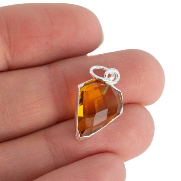 Edelsteen Hanger Citrien Diamantvorm | Verzilverd | 15 x 12 mm - Afbeelding 2