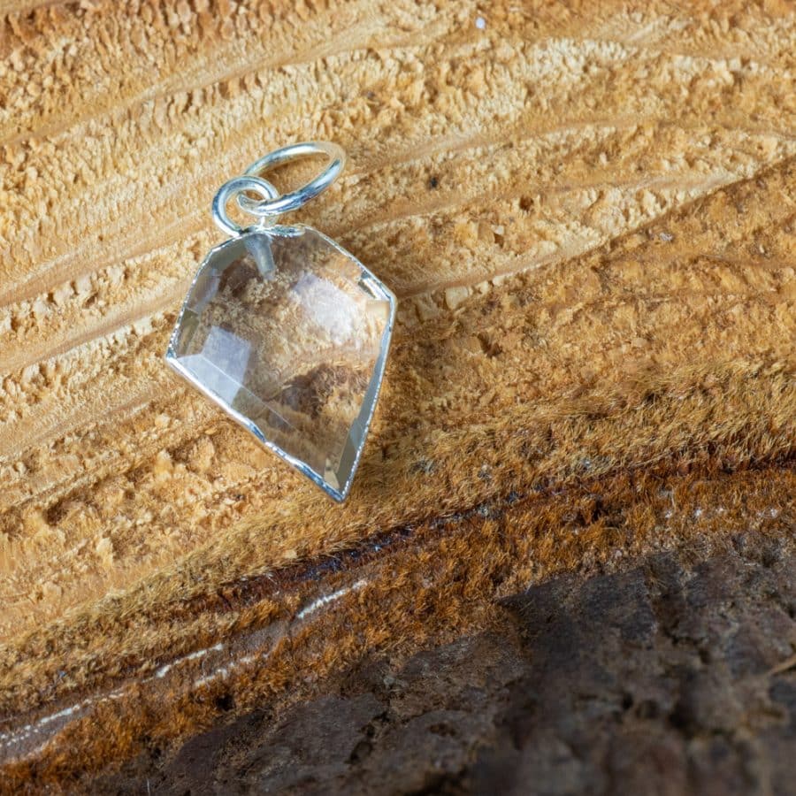 Edelsteen Hanger Bergkristal Diamantvorm | Verzilverd | 15 x 12 mm - Afbeelding 2