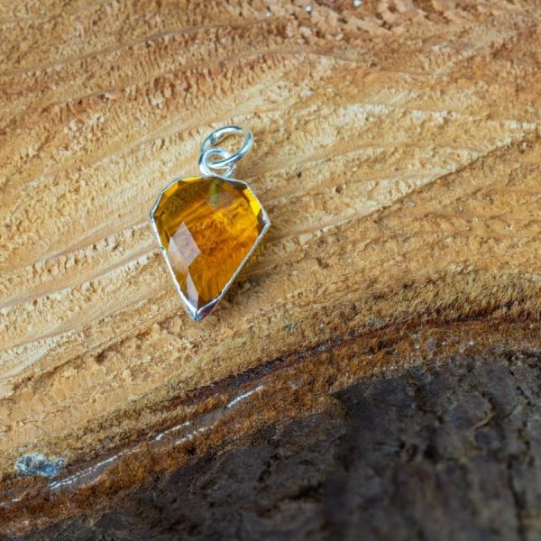 Edelsteen Hanger Citrien Diamantvorm | Verzilverd | 15 x 12 mm - Afbeelding 3
