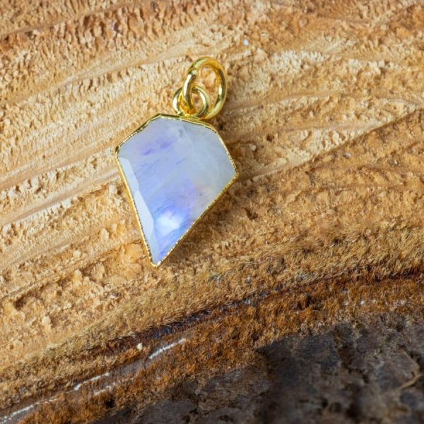 Edelsteen Hanger Regenboog Maansteen Diamantvorm | Verguld | 15 x 12 mm - Afbeelding 3