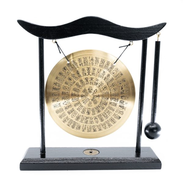 Feng Shui Tafelgong met Symbolen en Zwart Frame (20 cm)