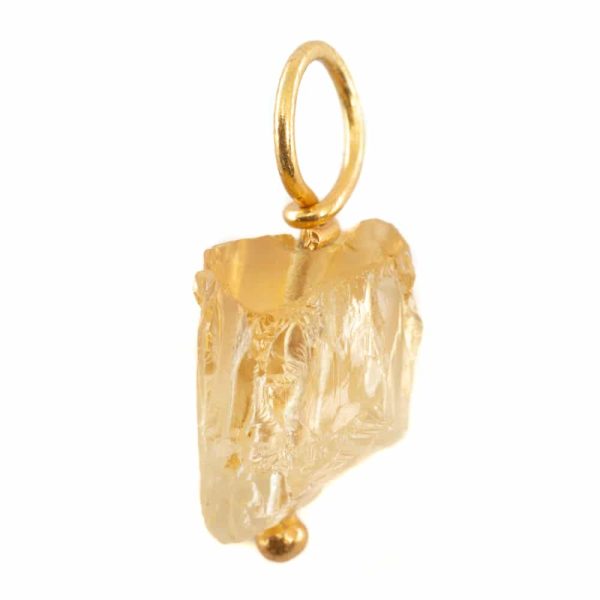 Ruwe Edelsteen Hanger Citrien 925 Zilver & Verguld (8 | 12 mm)