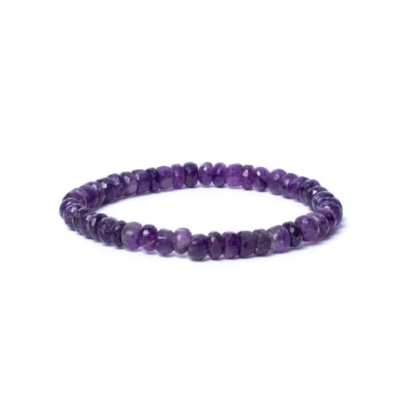 Armband amethist facet AA kwaliteit elastisch | 0.8 cm