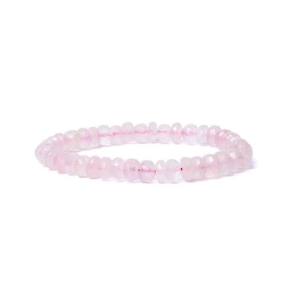 Armband rozenkwarts facet AA kwaliteit elastisch | 0.8 cm