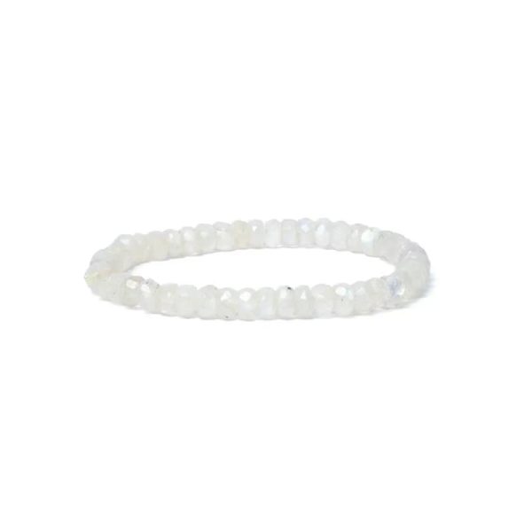 Armband regenboog maansteen facet AA kwaliteit elastisch | 0.6 cm