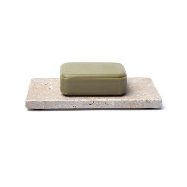Travertijn zeephouder of kaarshouder beige | 15x7.5x1cm; 245g