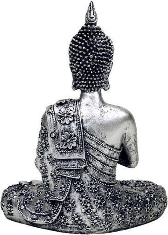 Boeddha met kaarshouder zilverkleurig | 326 g; 20.5 cm - Afbeelding 3