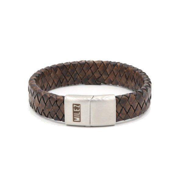 Leren heren armband bruin M