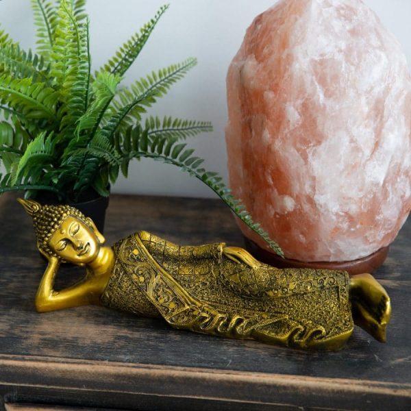 Thaise Boeddha Beeld Liggend Polyresin Goudkleurig | 35 x 8 cm - Afbeelding 3
