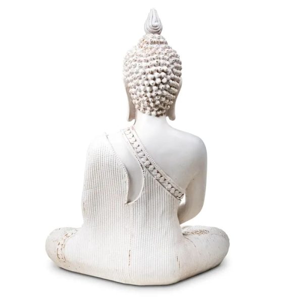 Beeld | Boeddha in Meditatie Wit Thailand - Afbeelding 2