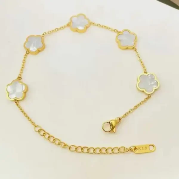 Armband Klaver Gold Plated Wit