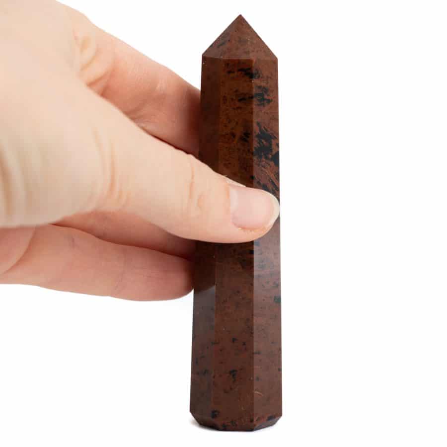 Edelsteen Obelisk Punt Mahonie Obsidiaan | 90 - 110 mm - Afbeelding 3