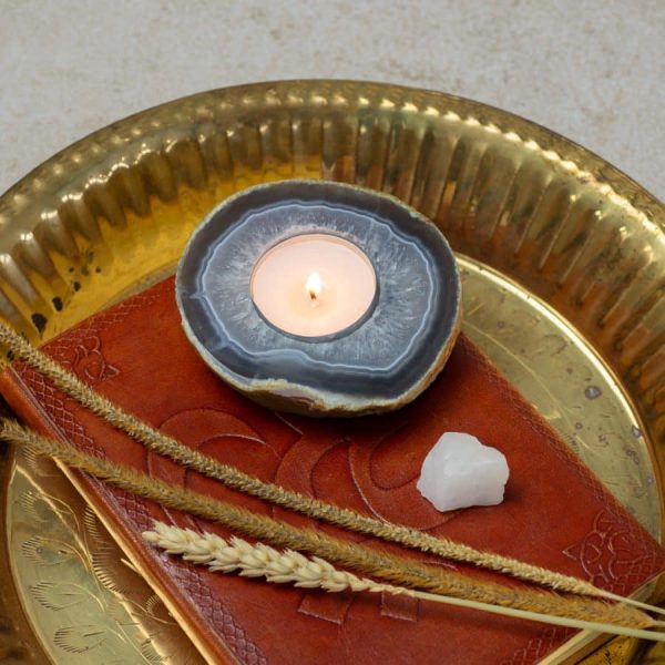 Waxinelichthouder | Agaat Schijf (ca. 100–300 gram) - Afbeelding 2