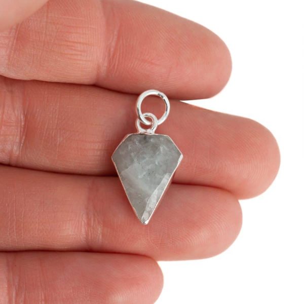 Edelsteen Hanger Aquamarijn Diamantvorm | Verzilverd | 15 x 12 mm - Afbeelding 3