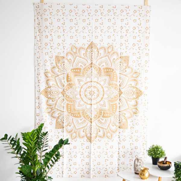 Authentiek Wandkleed Katoen met Mandala Goudkleurig (200 x 135 cm) - Afbeelding 2