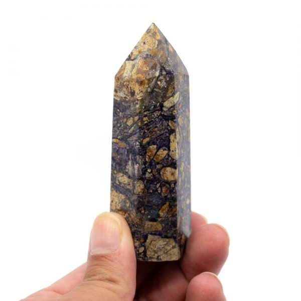 Edelsteen Obelisk Punt Jaspis Breccie & Fluoriet 80 - 100 mm - Afbeelding 2