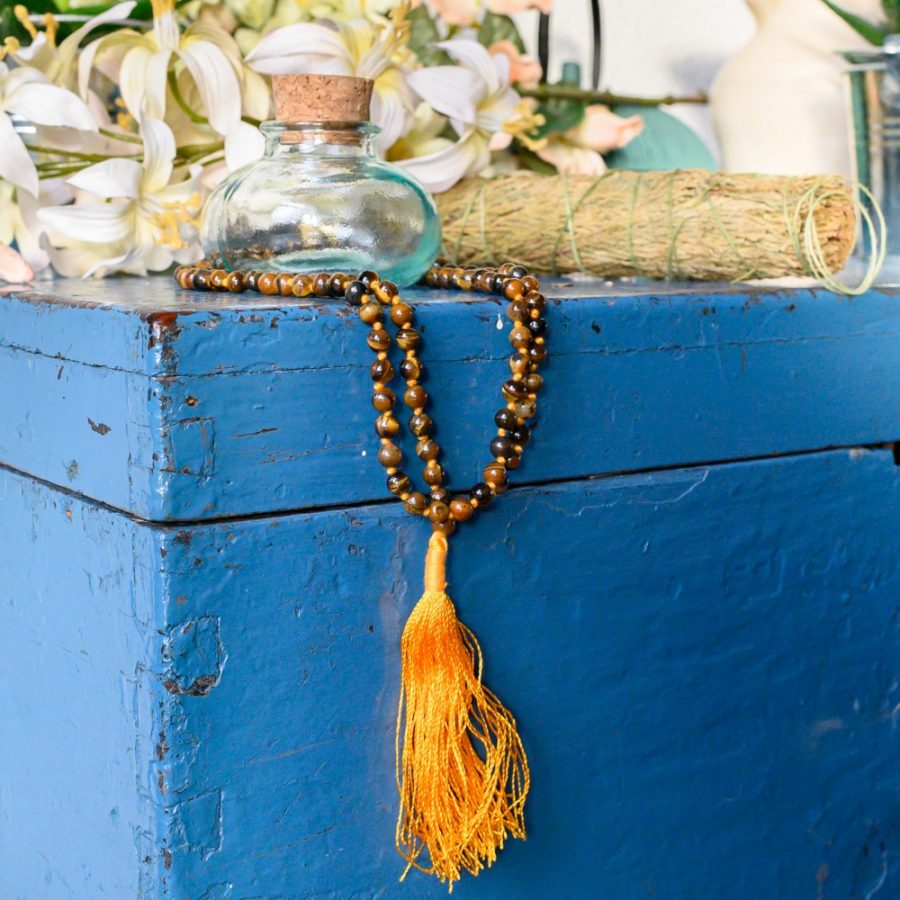 Edelstenen Mala Tijgeroog | 108 kralen - Afbeelding 2