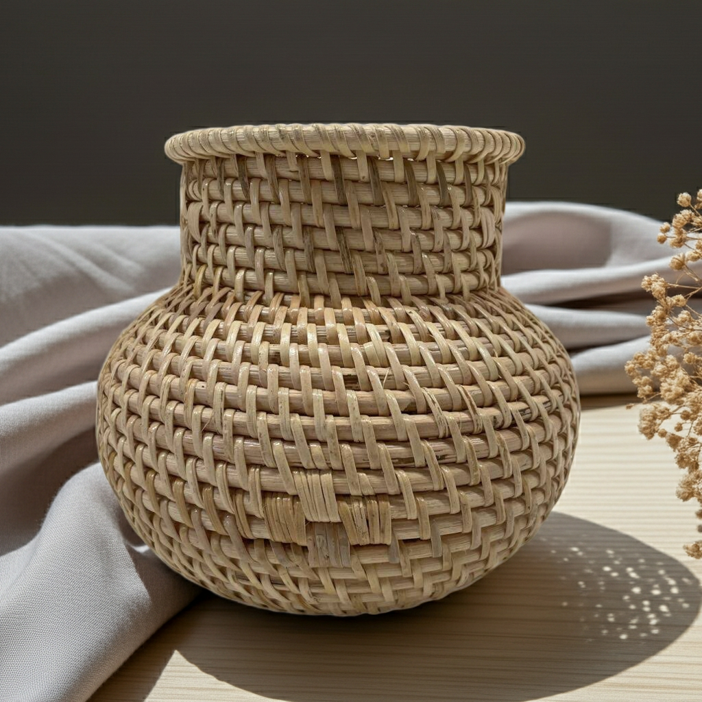 Vaas | Rotan Bol Mini Whitewash - Afbeelding 2