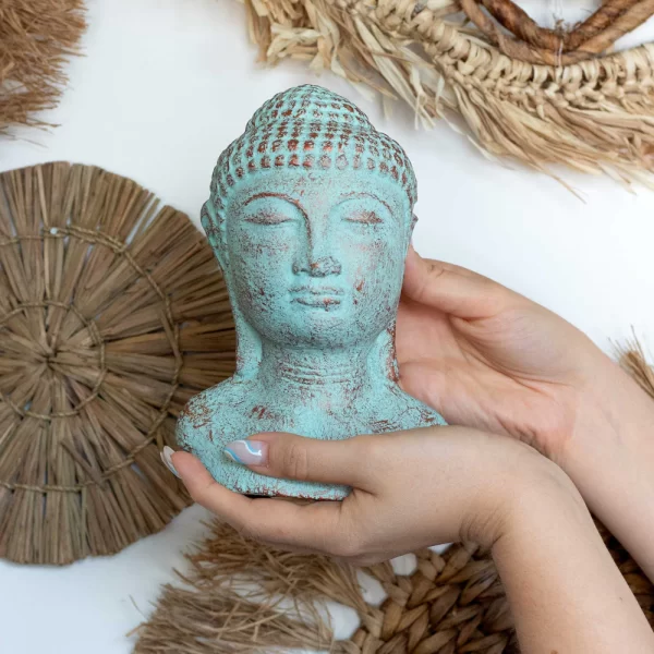 Rust Buddha Hoofd | Groen Koper - Afbeelding 3