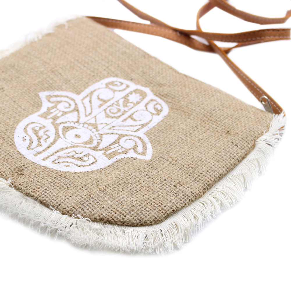 Jute Franje Tas | Hamsa Print - Afbeelding 3