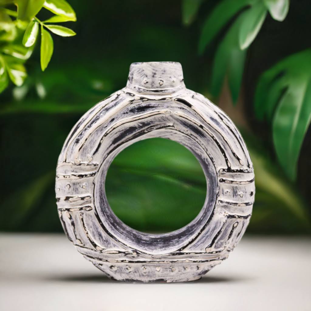 Ronde donutvaas | Creme 23cm - Afbeelding 2