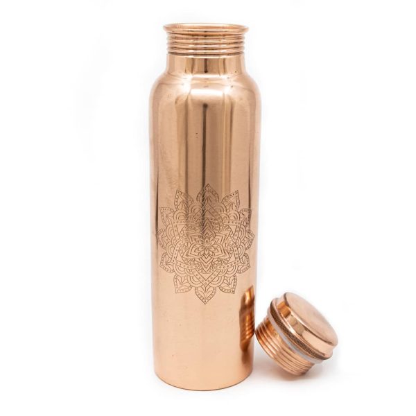 Spiru Koperen Waterfles Mandala Geëtst | 900 ml