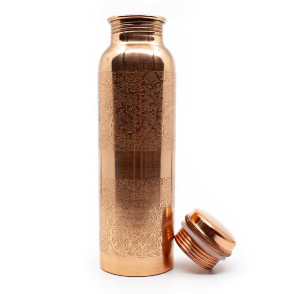 Spiru Koperen Waterfles Floral Geëtst | 900 ml