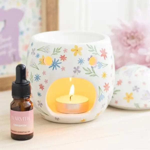 Olie & Waxbrander | Paasei Wit Bloemenprint - Afbeelding 2