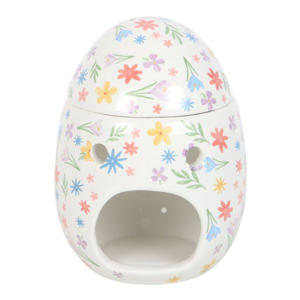 Olie & Waxbrander | Paasei Wit Bloemenprint
