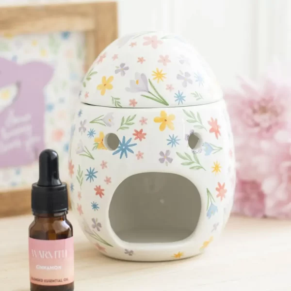 Olie & Waxbrander | Paasei Wit Bloemenprint - Afbeelding 3