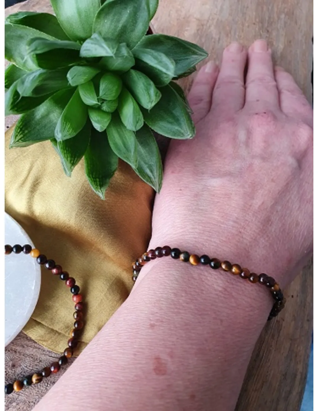 Kralenarmband | Kattenoog · Tijgeroog · Valkenoog 4 mm - Afbeelding 2