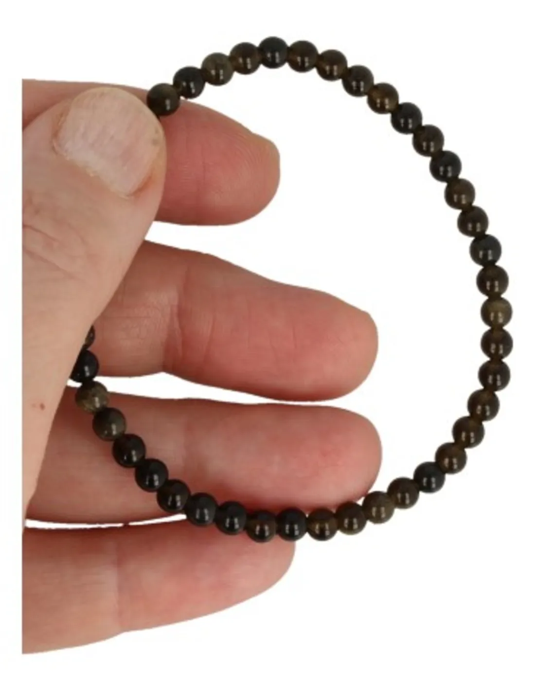 Kralenarmband | Obsidiaan Goud 4 mm - Afbeelding 2