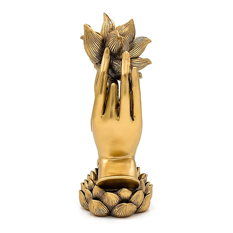 Decoratiebeeld | Handen met Lotus | Goudkleurig | 25 cm - Afbeelding 2