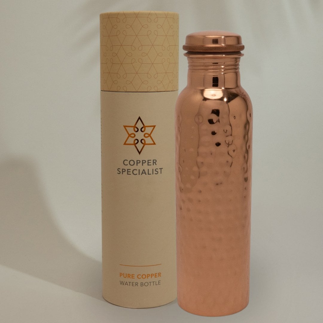 Koperen Waterfles | Gehamerd Gepolijst | ±950 ml