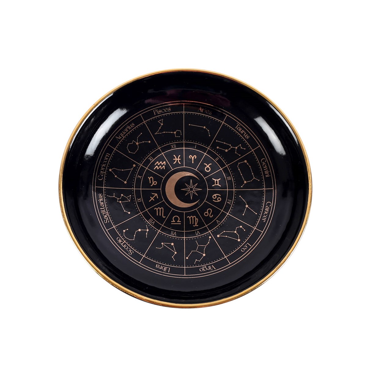 Sieradenschaal | Astrologisch Wiel | Zwart | 10,6 cm