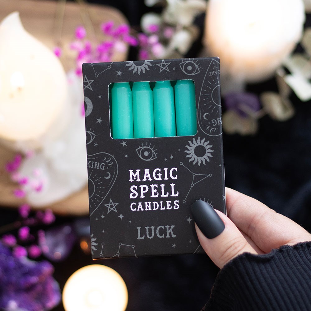 Ritueelkaarsen | Geluk | Groen | Set van 12 - Afbeelding 2