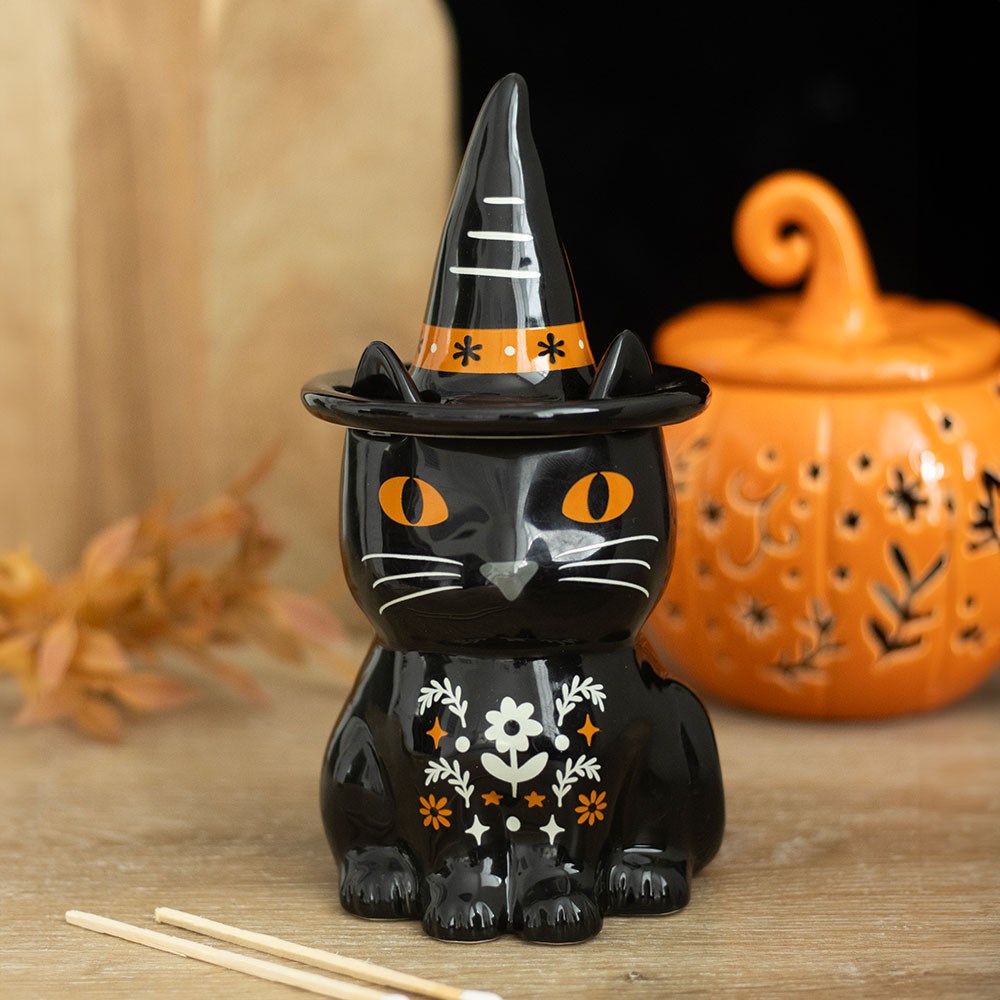 Oliebrander | Zwarte Kat Folk Art | 19 cm - Afbeelding 2