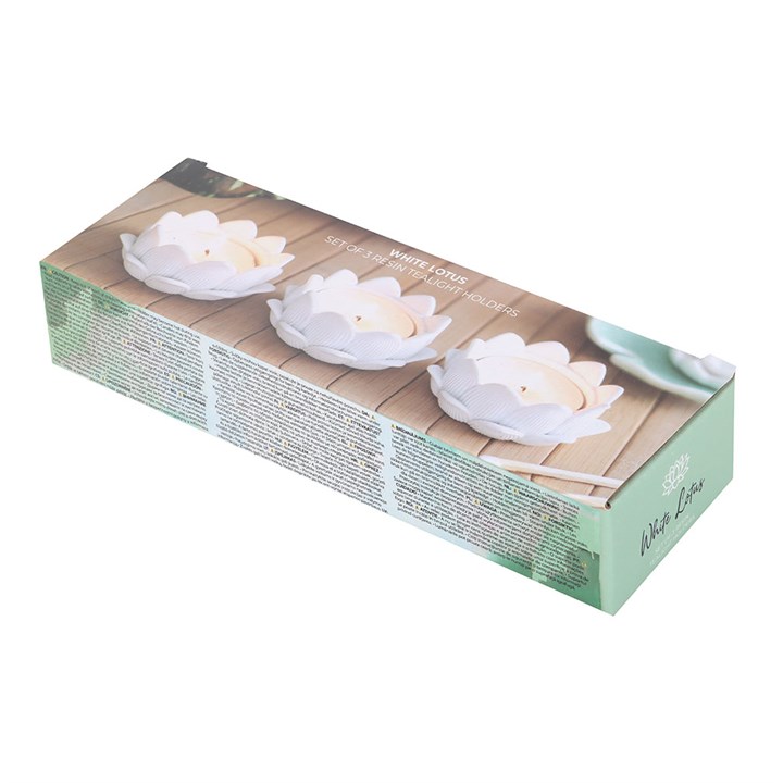 Theelichthouders | Lotus | Wit | Set van 3 - Afbeelding 4